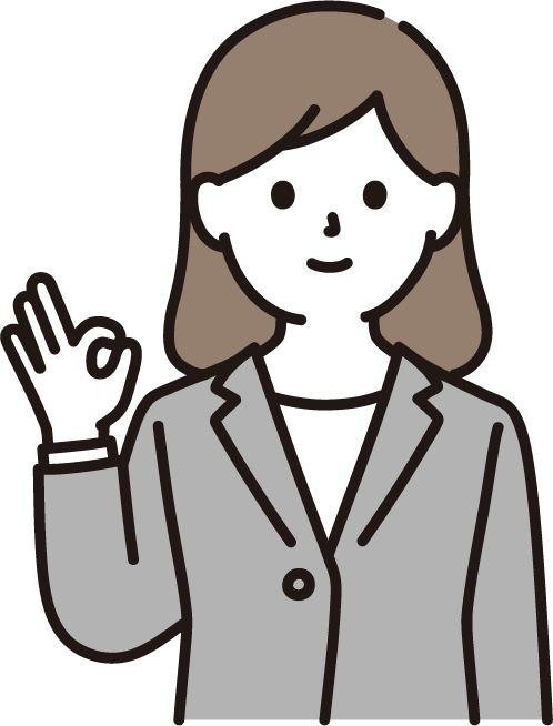 ＯＫポーズをとるスーツ姿の女性